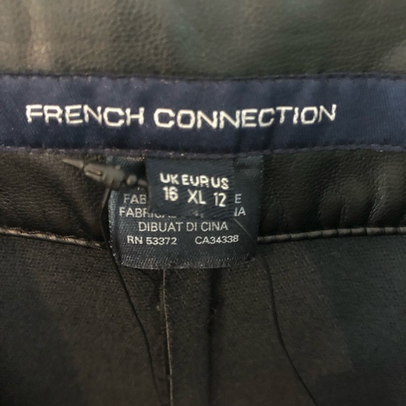 French Connection Wide Leg Trousers Faux Leather Black "Crolenda" Style Size 12 - Picture 2 of 14